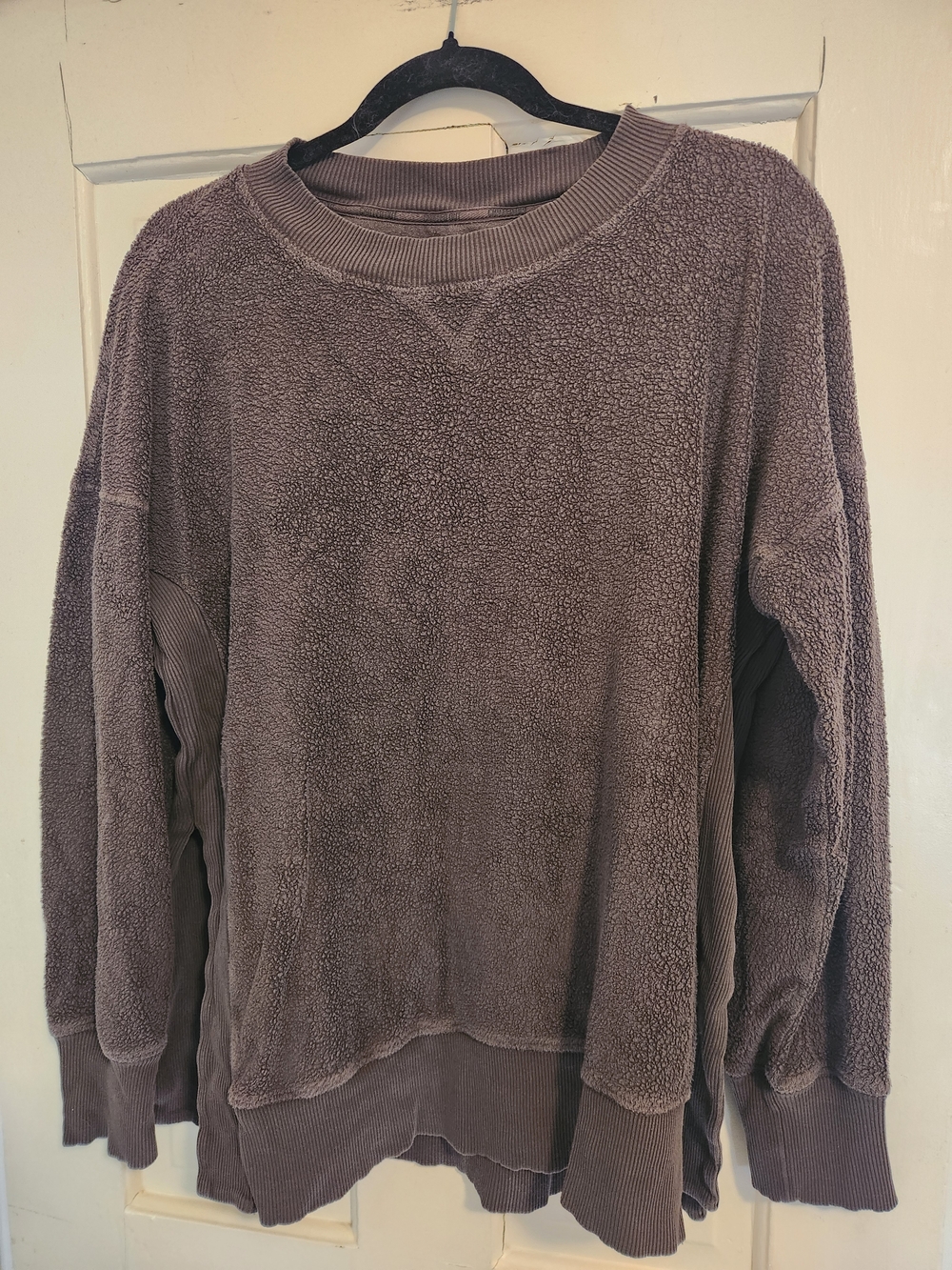 Aerie Plush Crewneck Sweater in Taupe